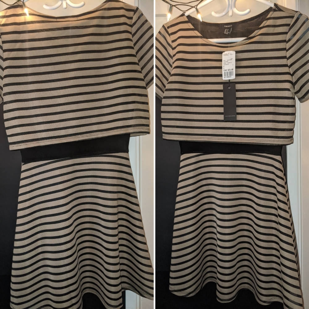 BLK/TAN LAYERED DRESS